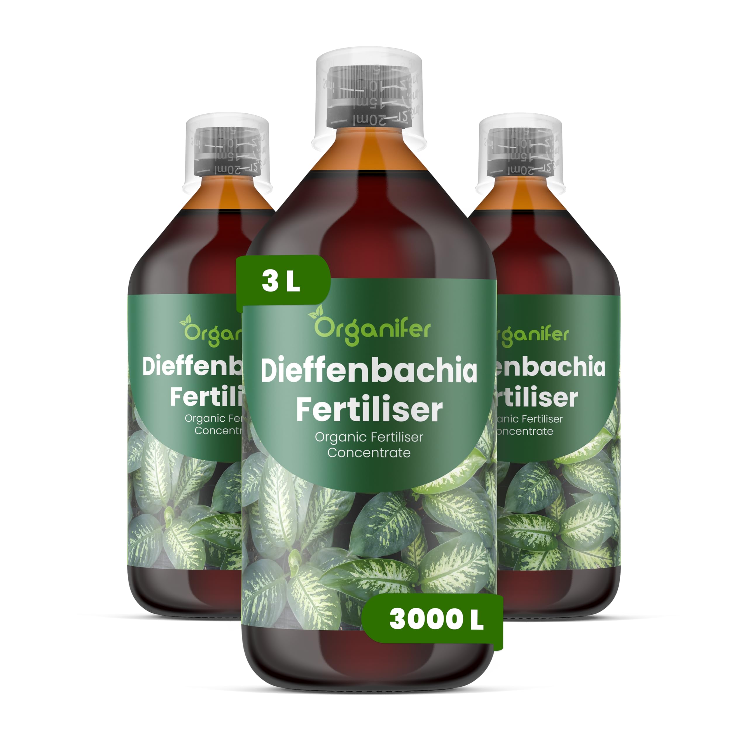 Dieffenbachia Nawóz Płynny - 3x1L - NPK 3-4-3 | Nawóz Płynny Do Roślin Dla Zdrowych Liści I Bujnego Wzrostu - Wspiera Korzenie I Witalność - Organifer