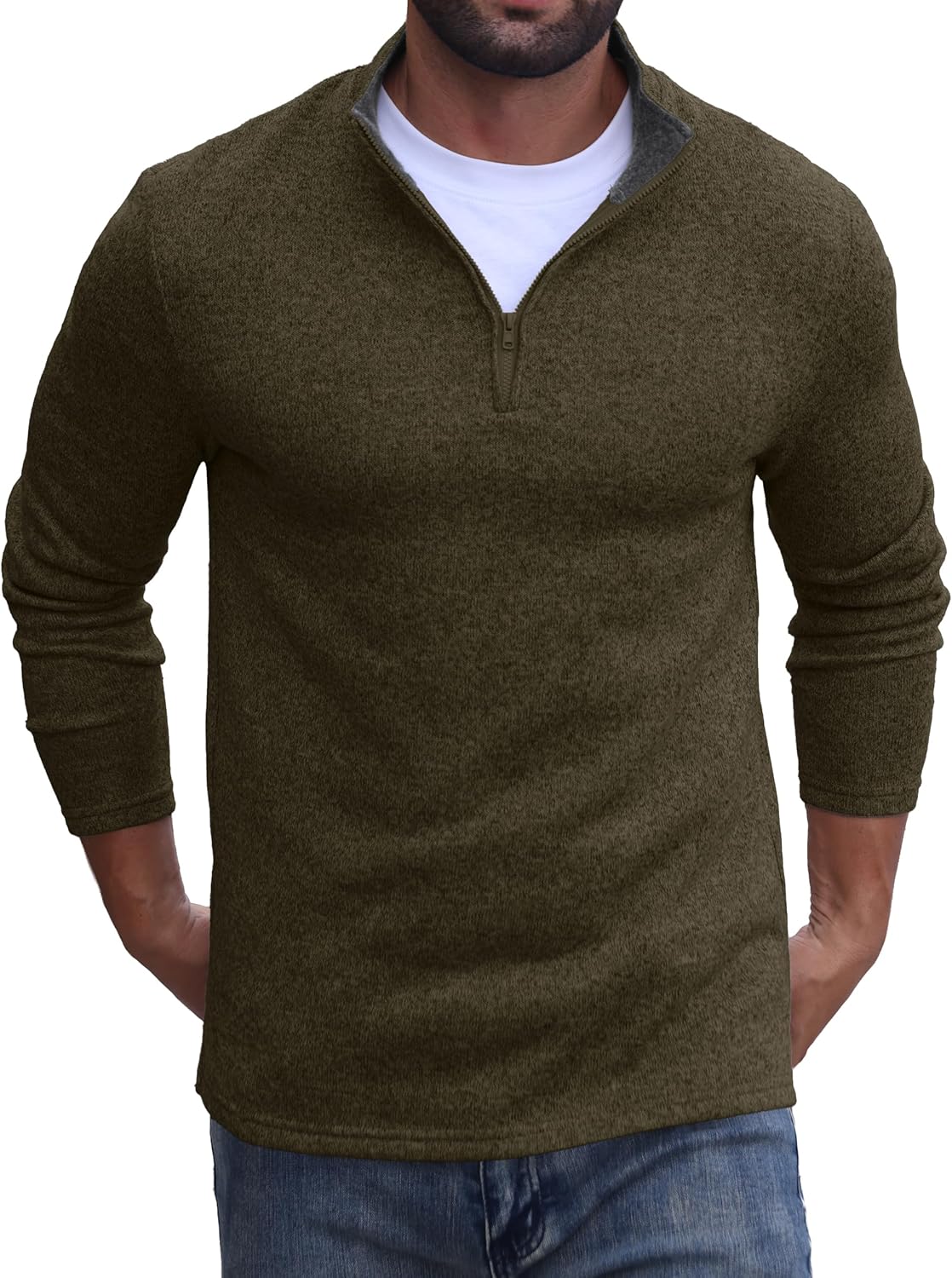 Sailwind Men's Quarter Zip Sweatshirt 1/4 Zip Up Pullover Long Sleeve Golf Shirt for Men Winter Thermal Fleece Sweater - Image 2