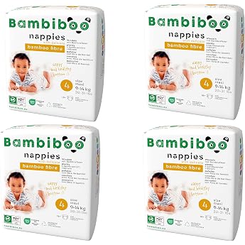 Bambiboo Set of 72 Skin-Friendly Baby Nappies with Soft Bamboo Fibre for Babies - Baby Nappies - Disposable Nappies - Protection for Skin - Very Absorbent - Size 4 Maxi 4 x 18 cm