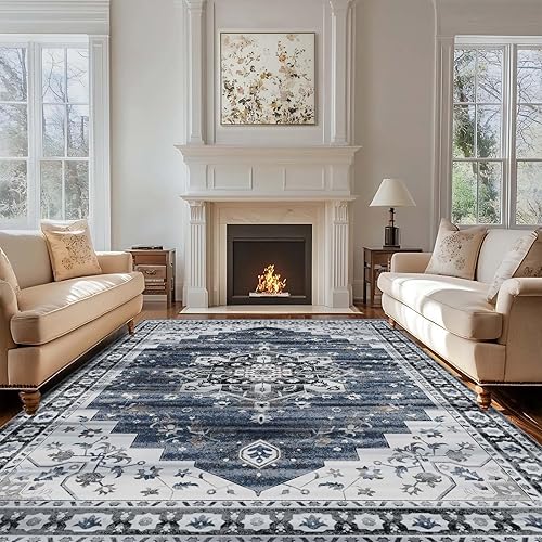 Miniatura 66 de Alfombras lavables de 5 x 7 pies para sala de estar, alfombras para dormitorio, alfombras grandes, alfombras de lana sintética ultra suave, alfombra
