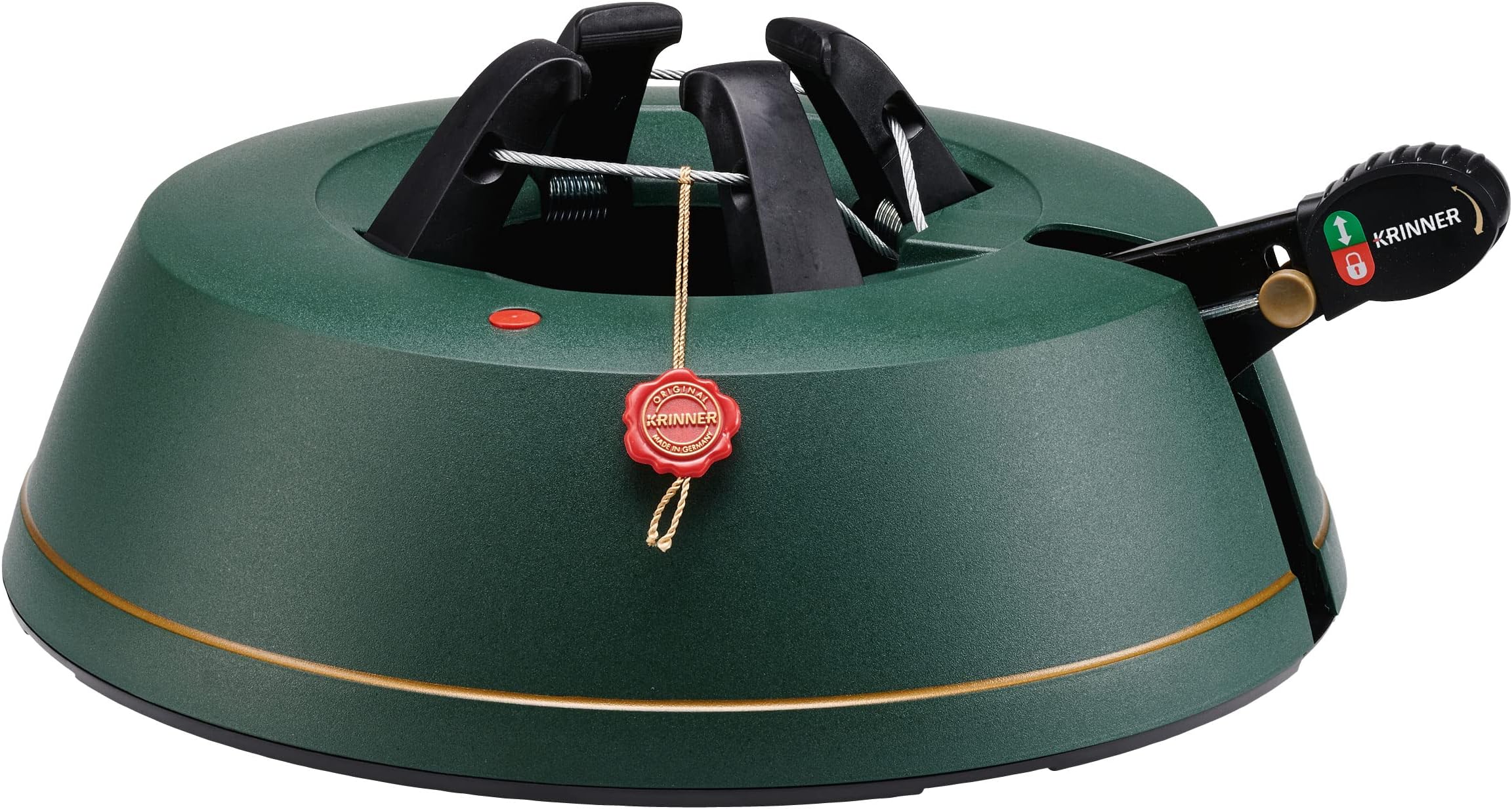 Krinner Tree Genie M - Single Cable Operation, Water Level Indicator, 5 Stabilizer Feet, Ding Technology, Up to 7 Foot Trees - Christmas Tree Stand