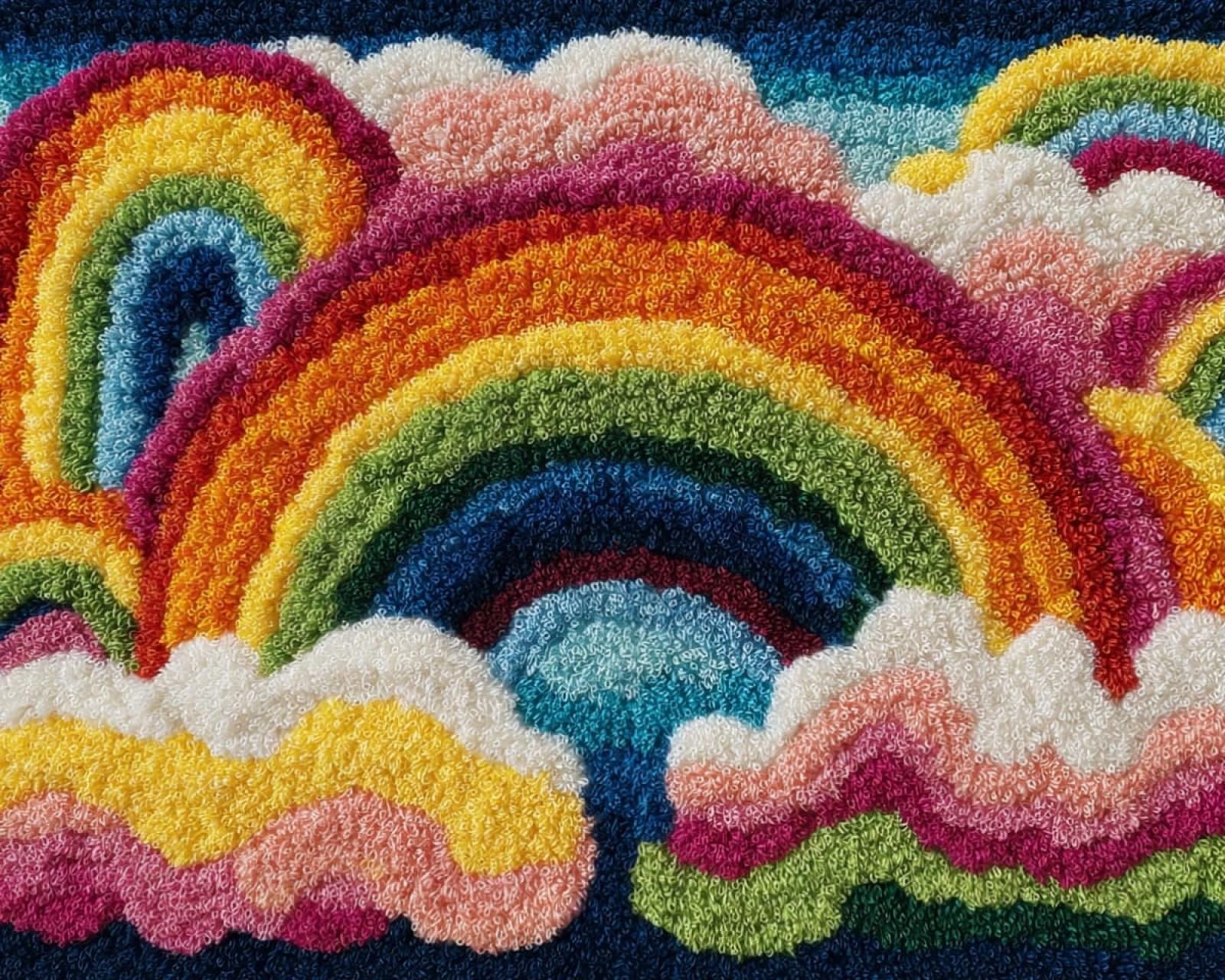 Wallphantom 003 Latch Hook Rug Kit For Adults,Rainbow,Printed Canvas Crochet Yarn Floor Mat Embroidery Diy Hook And Latch Kit Carpet For Christmas Decoration,52X38cm