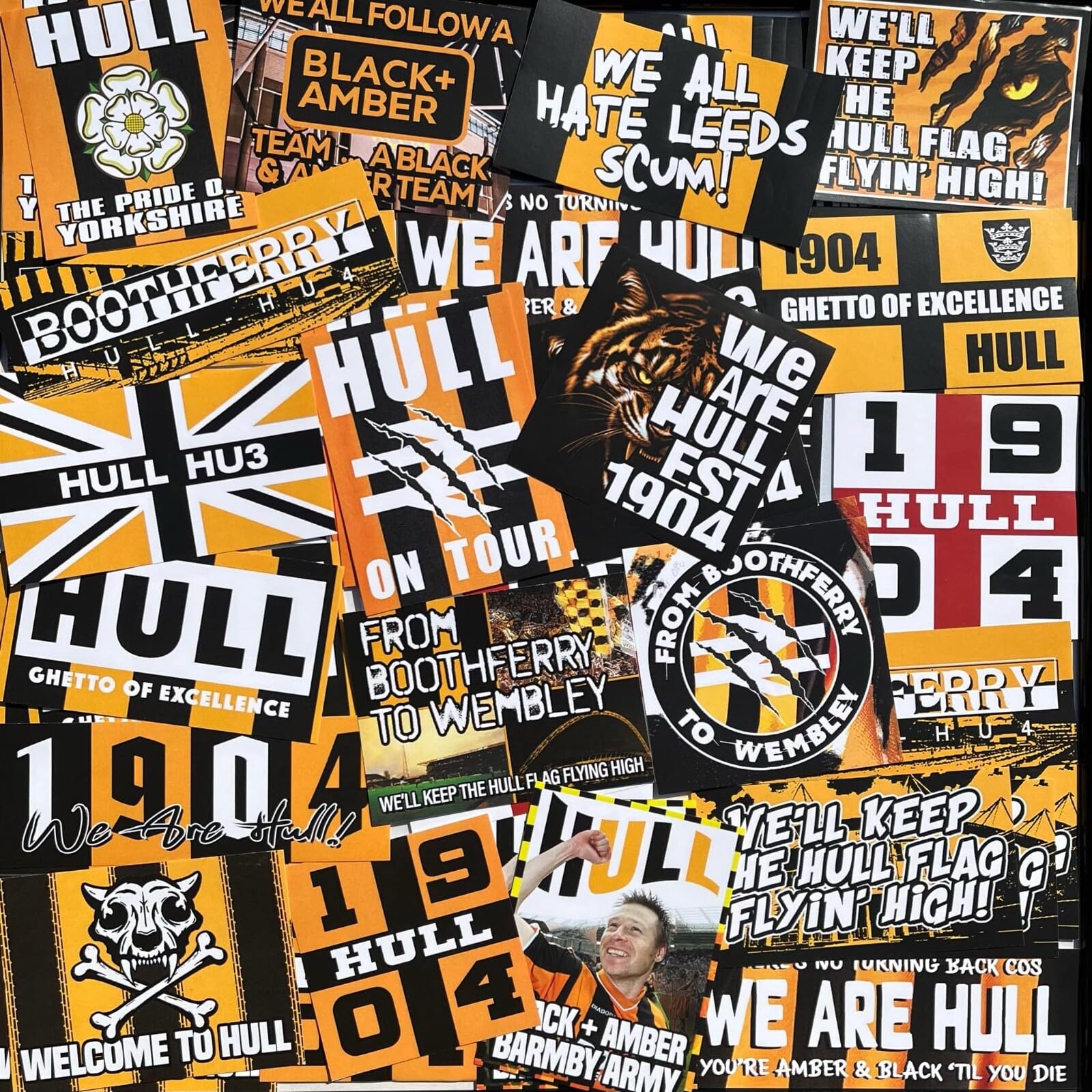 100 x Stickers for Hull Fans - Inspired by HCAFC City Ultras Tigers Scarf Flags Banners