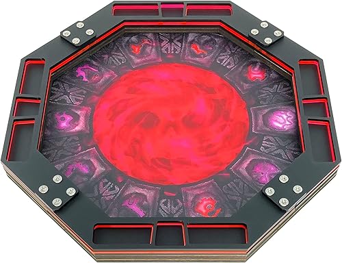 Miniatura 10 de C4Labs Bandeja rodante de dados octágonos de 10 pulgadas - Calavera de vórtice impresa (superficie rodante - madera)