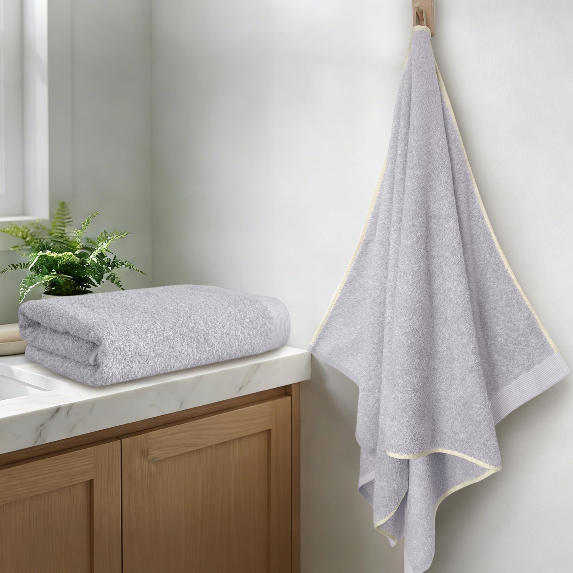 Beige Bath Towels 2 Pack - Soft Cotton -10