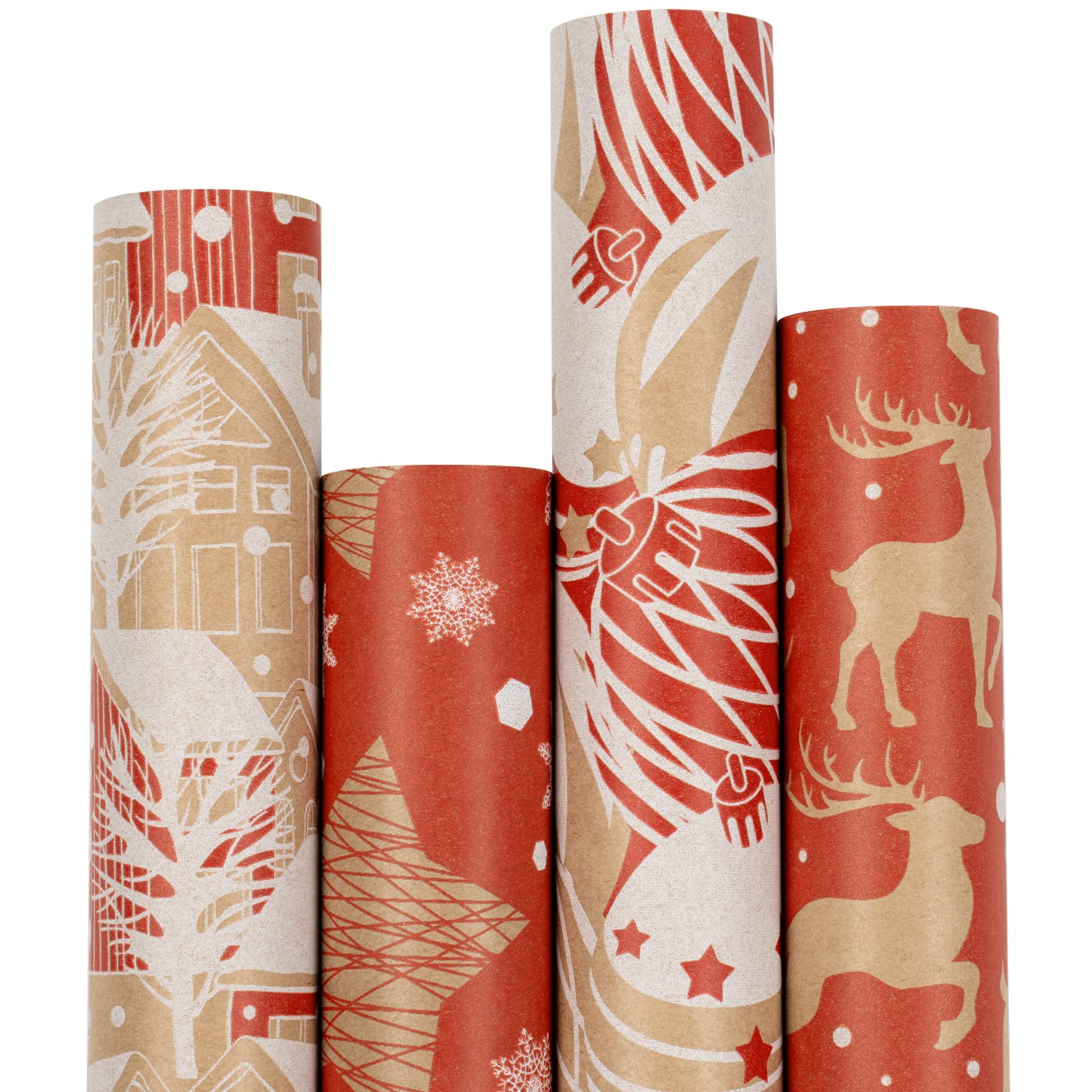 Buy RUSPEPA Christmas Wrapping Paper, Kraft Paper Reindeer, Bell
