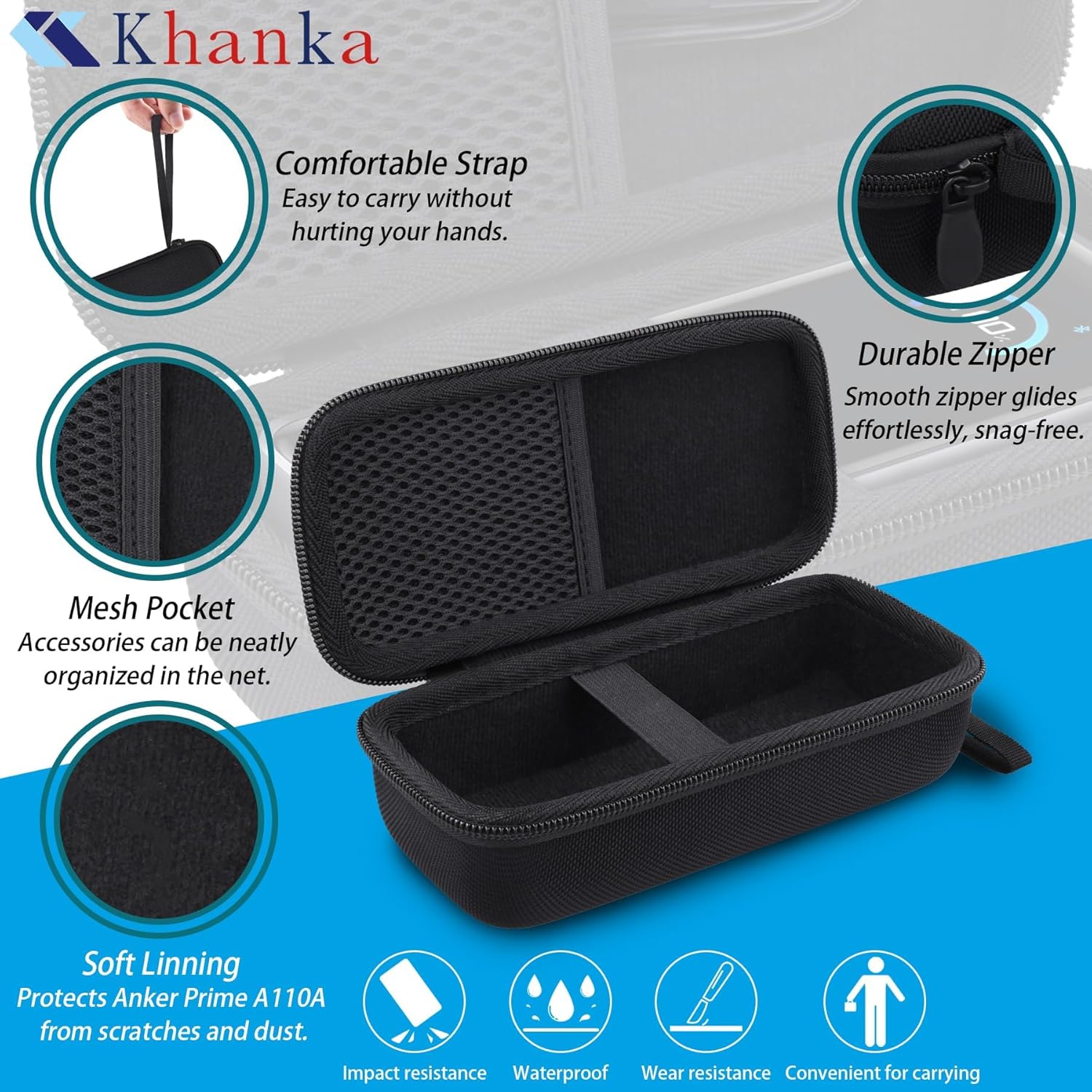 khanka for Anker Prime Power Bank, 26,250Mah Case, Hard Travel Bag Compatible with Anker Prime Power Bank 26K, 300W, Case Only (Black) 6 81kYcMJLo L. AC SL1500