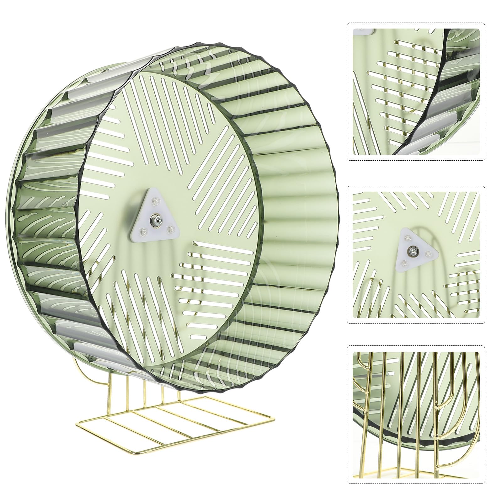 Rueda de Ejercicio Compacta para Hámster y Erizo Soporte Estable Dorado, Accesorio para Jaulas Pequeñas en Color Verde Oscuro
