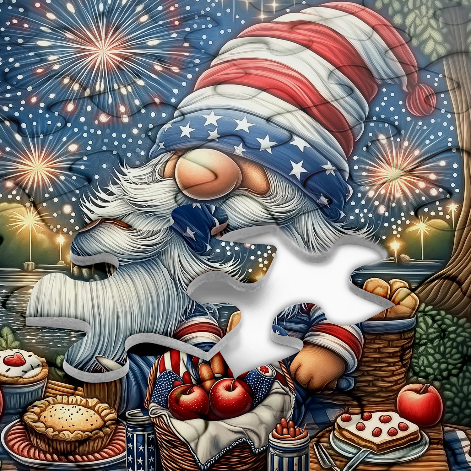 Cute Gnomes Puzzles for Adults 1000 Pieces, PICKFORU Gnome's Celebration Jigsaw Puzzles, Desserts Food Puzzle, Impossible Hard Challenging Festivals Theme