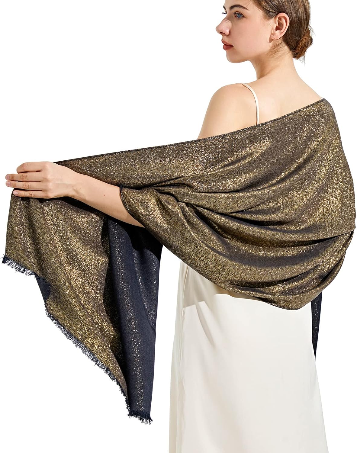 Sparkling Metallic Pashmina Shawl Wraps Scarf for Evening Party Bridal Wedding Formal Dresses - Image 4