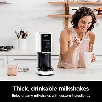 Ninja CREAMi Ice Cream Maker with 7 One-Touch Program Pint Container & 2 Lids, Compact Size, White