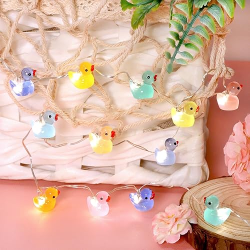Miniatura 6 de Holitown Tira de luces pequeñas de pato con bateríaalimentada por USB, 40 luces de pato multicolor, control remoto, luz LED blanca cálida para