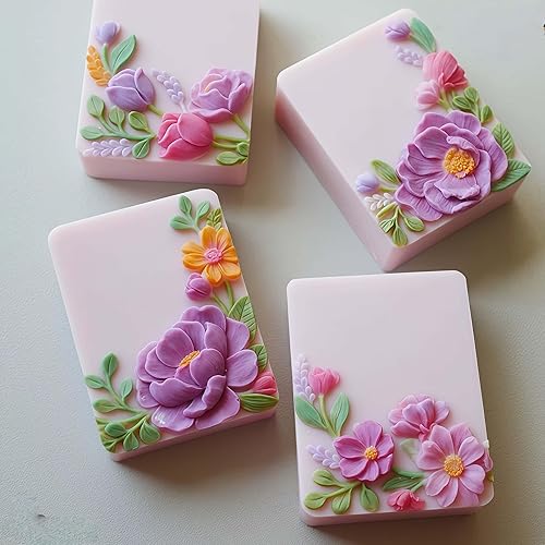 Vista 63 de Molde de silicona para jabón de múltiples cavidades, un molde de silicona para hacer 3 diferentes flores de jabón de rosas, moldes de resina de yeso
