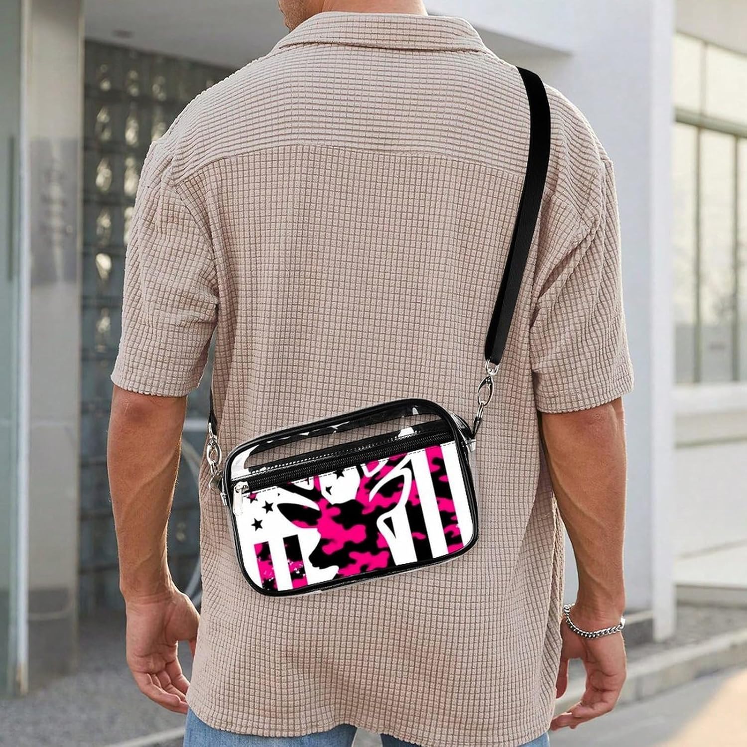 Men's Transparent Crossbody Bag Fashion Shoulder Bag With Adjustable Strap - Image 8