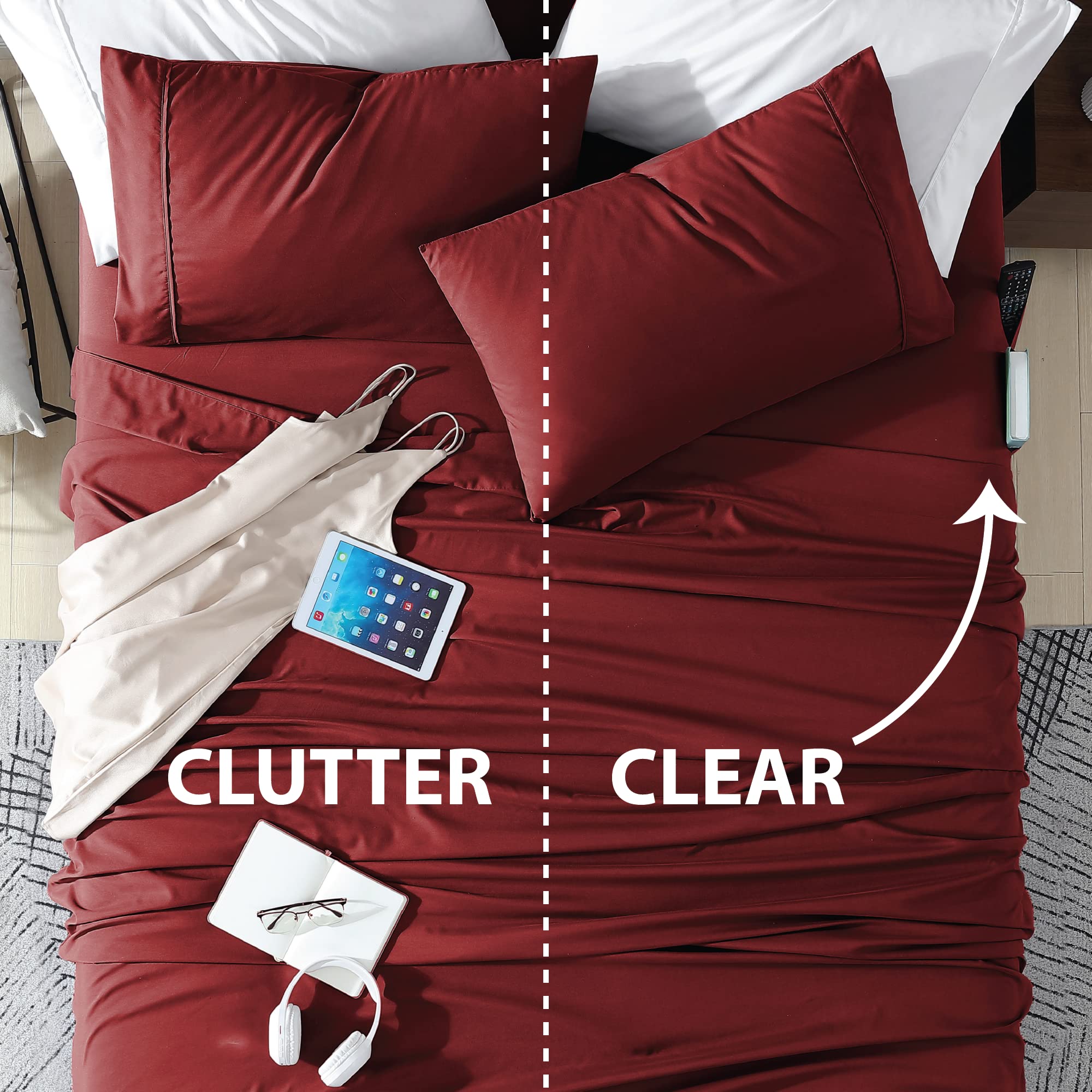Swift Home Smart Sheets, Ultra Soft Brushed Microfiber 3-Piece Sheet Set, Fitted Bed Sheet with Side Storage Pockets - Image 2