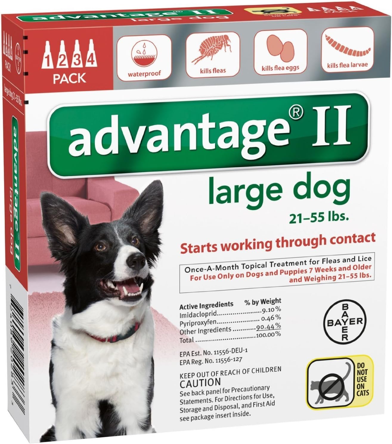 Advantage Flea Control for Dogs and Puppies 21-55 lbs 4 Month Supply