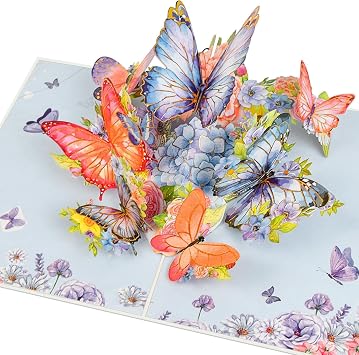 Surprise Pop Up Birthday Cards, Butterfly 3D Birthday Greeting Card for Adults with Envelope for Mothers Day, Unique Design Handmade Foldable Greeting Cards for Wife,Girlfriend,Daughter,Mom,Friends Purple Butterfly Card