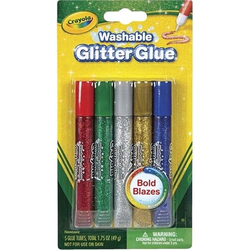 Crayola Washable Glitter Glue, Bold Blazes, Colors may vary, 5