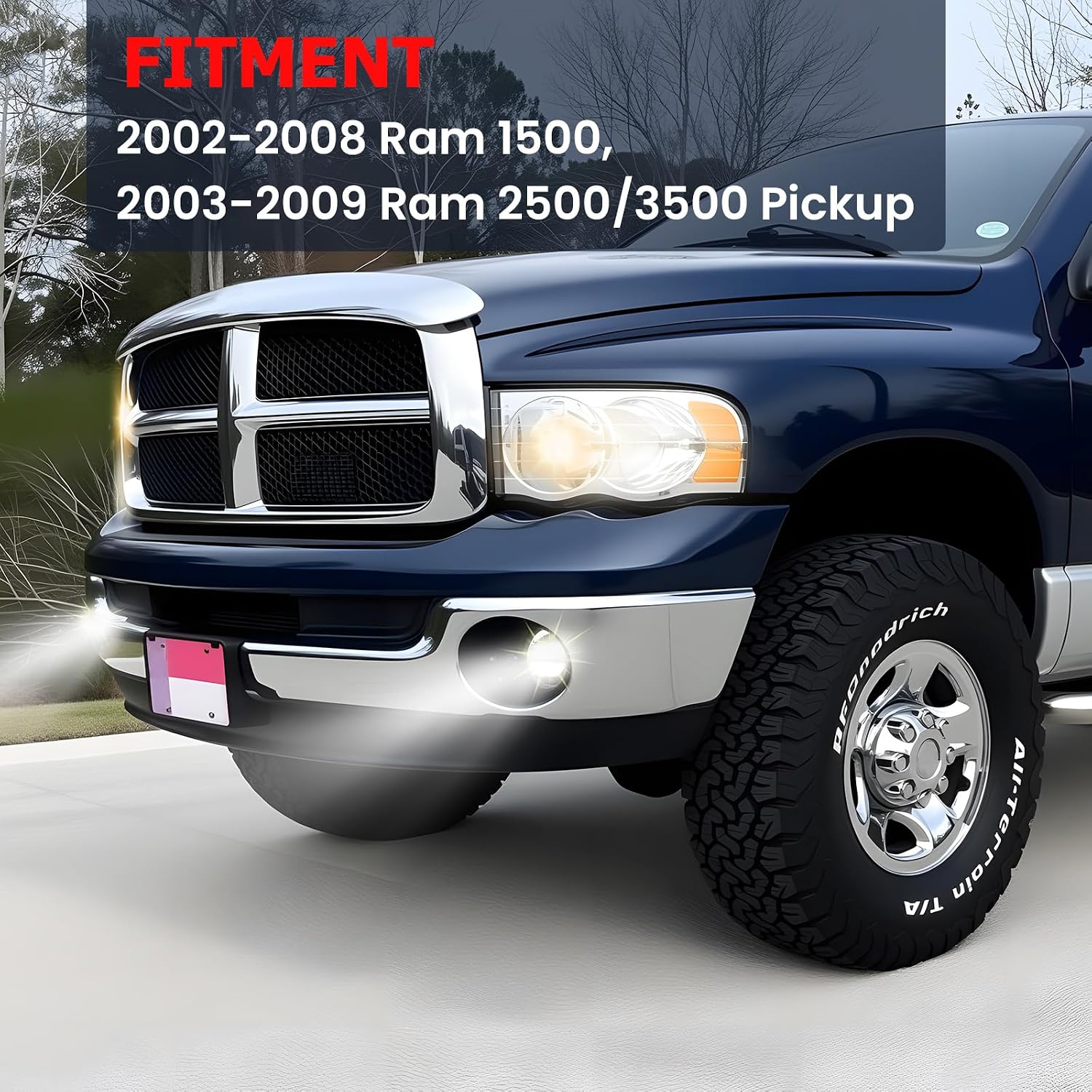 LED Fog Lights Compatible With 2002 2003 2004 2005 2006 2007 2008 2009 Ram 1500 2500 3500 Fog Lamps Left Driver and Right Passinger Side Clear Lens