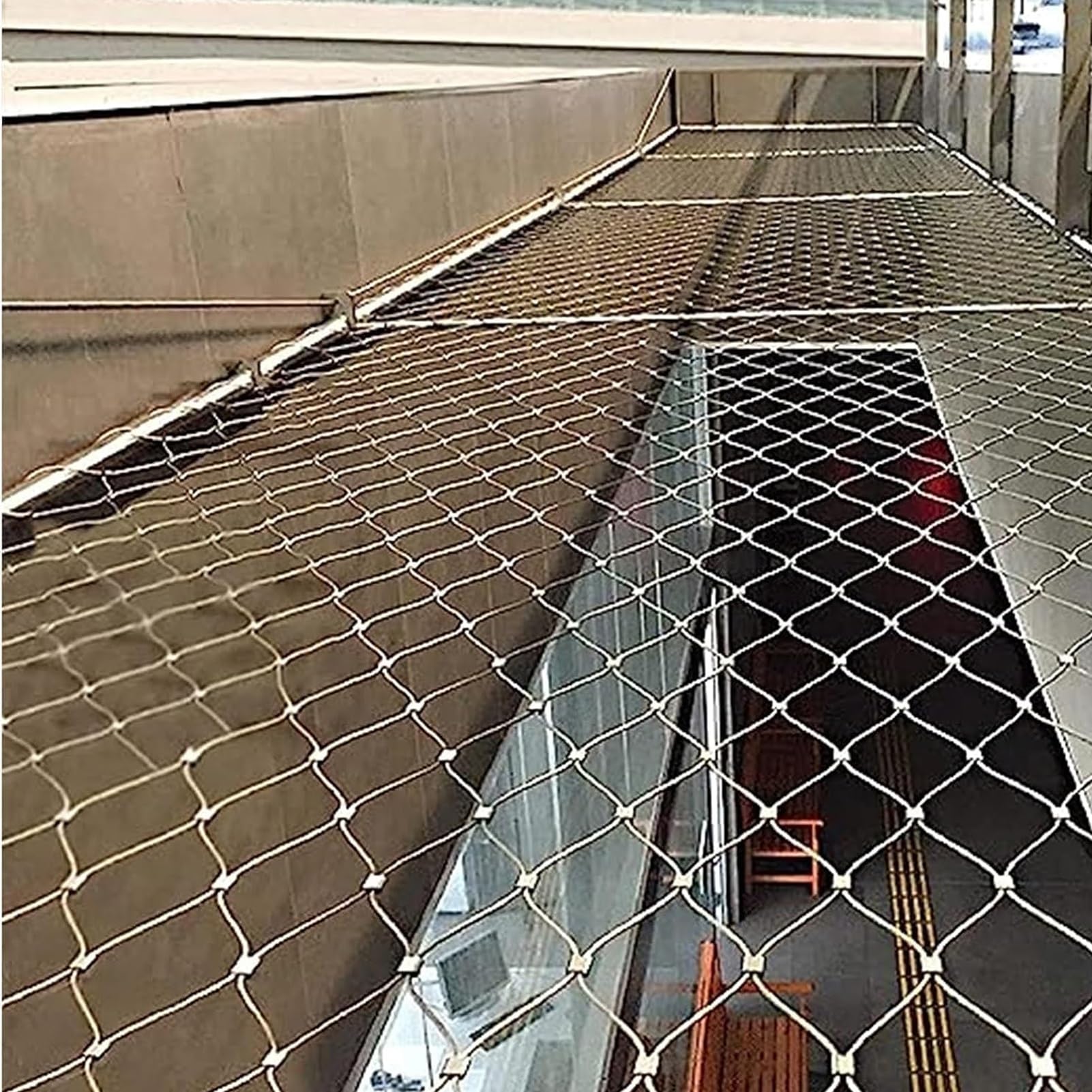 304 inless Flexibles Stahlseilnetz – schlagharzsichere Schiene für Haustiere und Schutz, vielseitig, 1 x 6 m / 3.3x19.7ft, 5 cm Maschenweite, ideal für Haus und Garten.