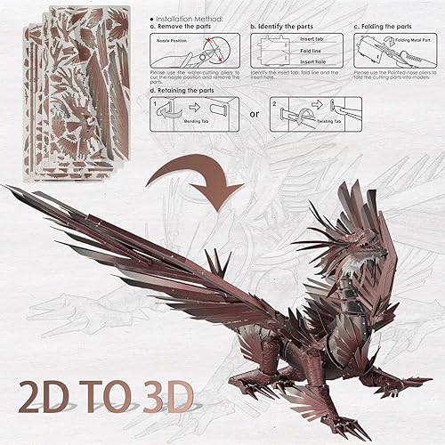 Miniatura 3 de Piececool Rompecabezas 3D para adultos, kits de construcción de modelos de dragón de Hellstrom, rompecabezas de metal desafiantes para aliviar el