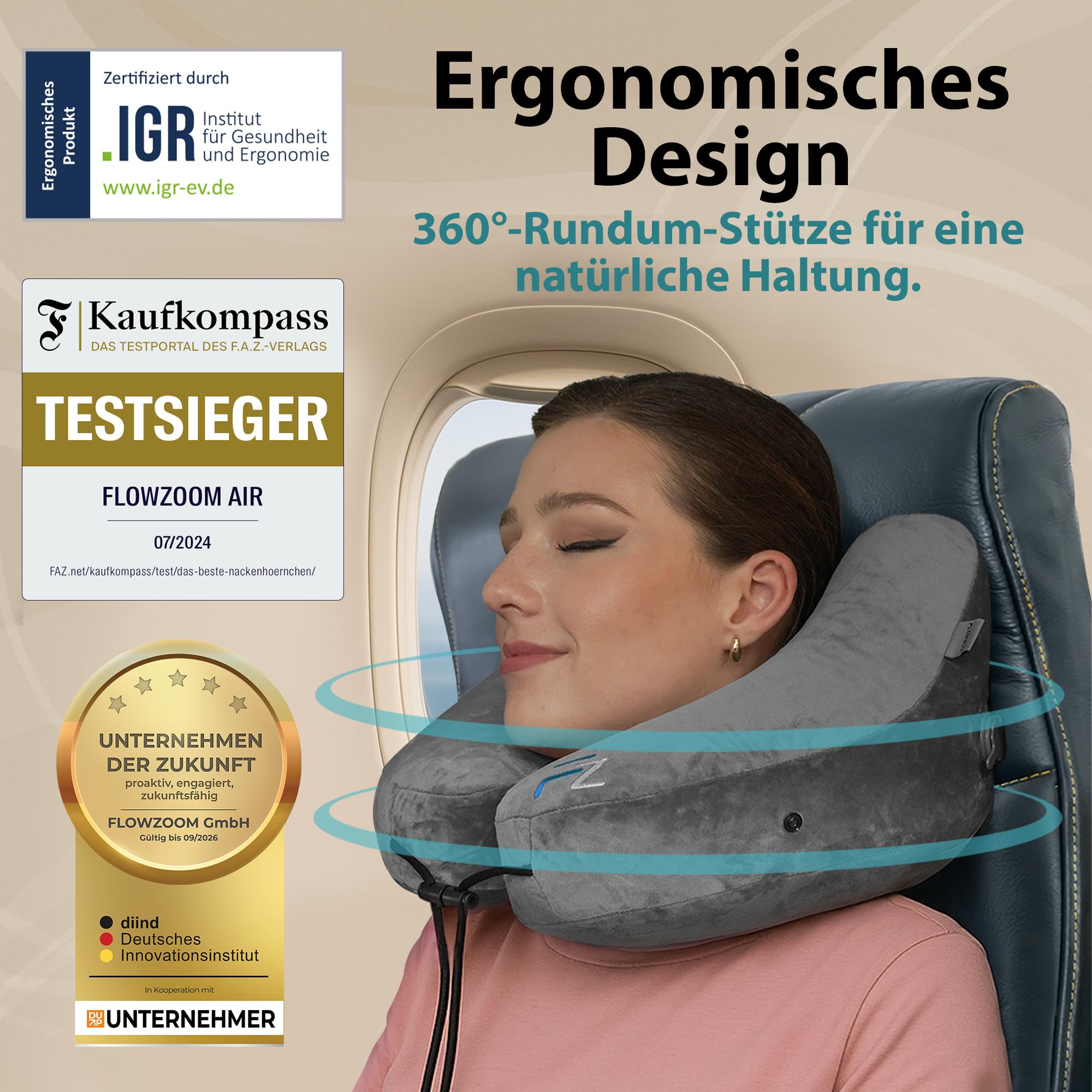 Deluxe Reise-Kombo in grau: Aufblasbares Premium AIR Set (Größe L und M)