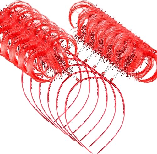 Miniatura 9 de WILLBOND 6 diademas con pompones envueltos en oropel, para el cabello, plumas locas para disfraz de mascarada, 6