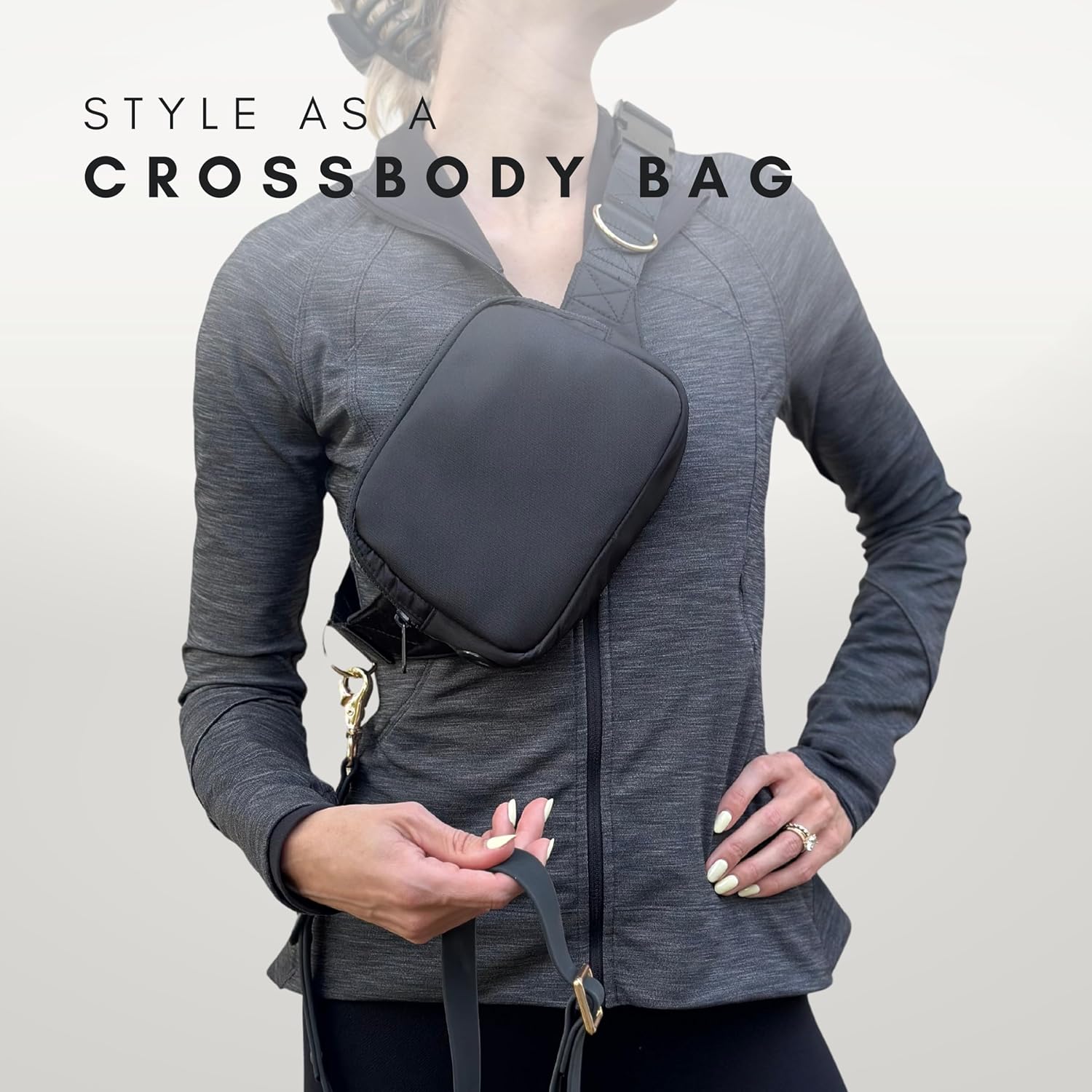 Hands Free Leash and Belt Bag | Black Belt Bag + Leash