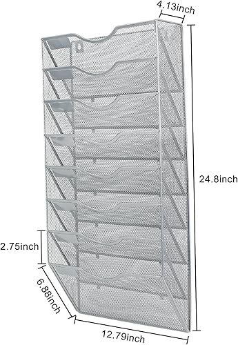Vista 15 de PAG Soporte de pared colgante para archivos, organizador de correo, soporte para documentos, 5 niveles, negro