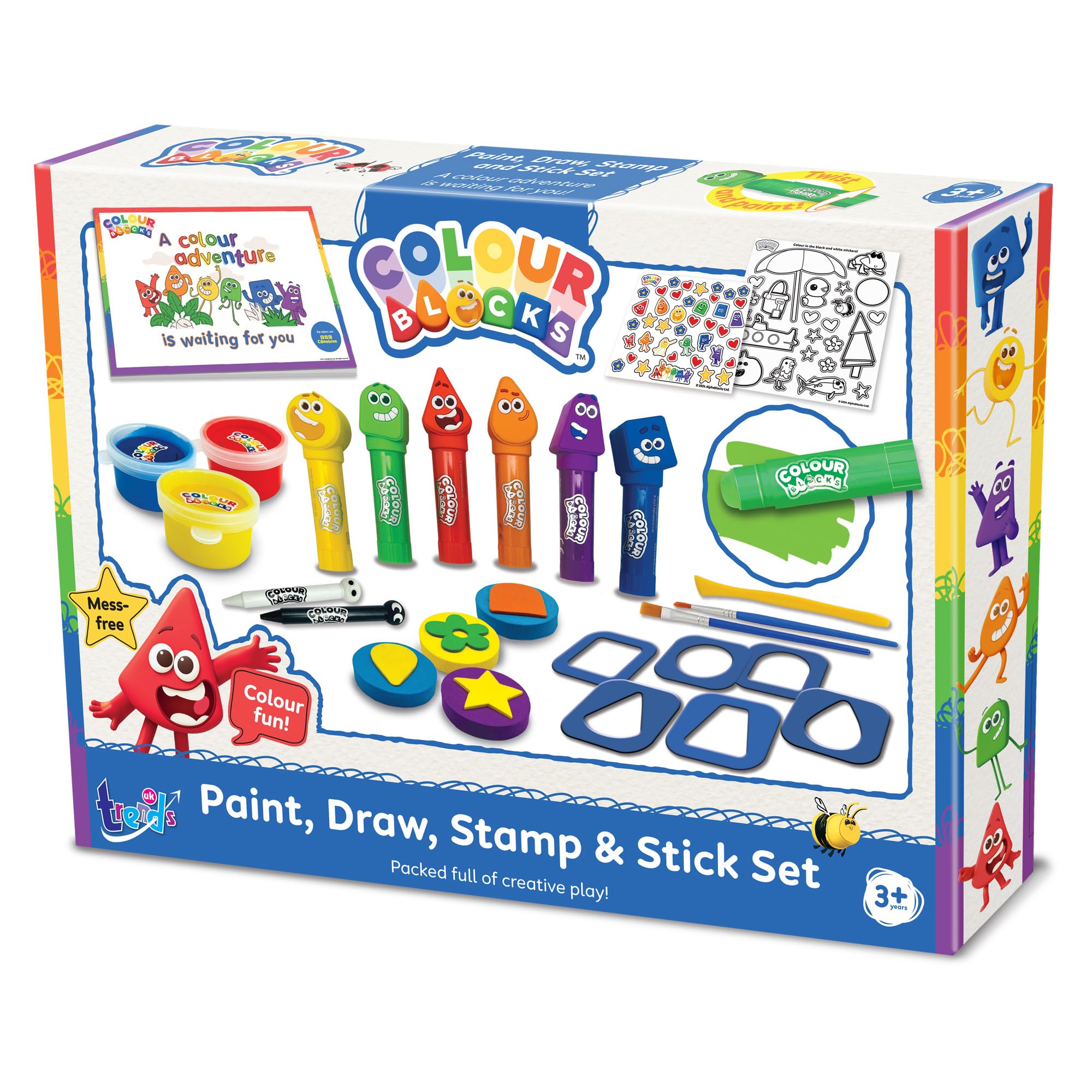 Colour Blocks Paint Draw Stamp and Stick Set - Kids Large Art Craft Kit
