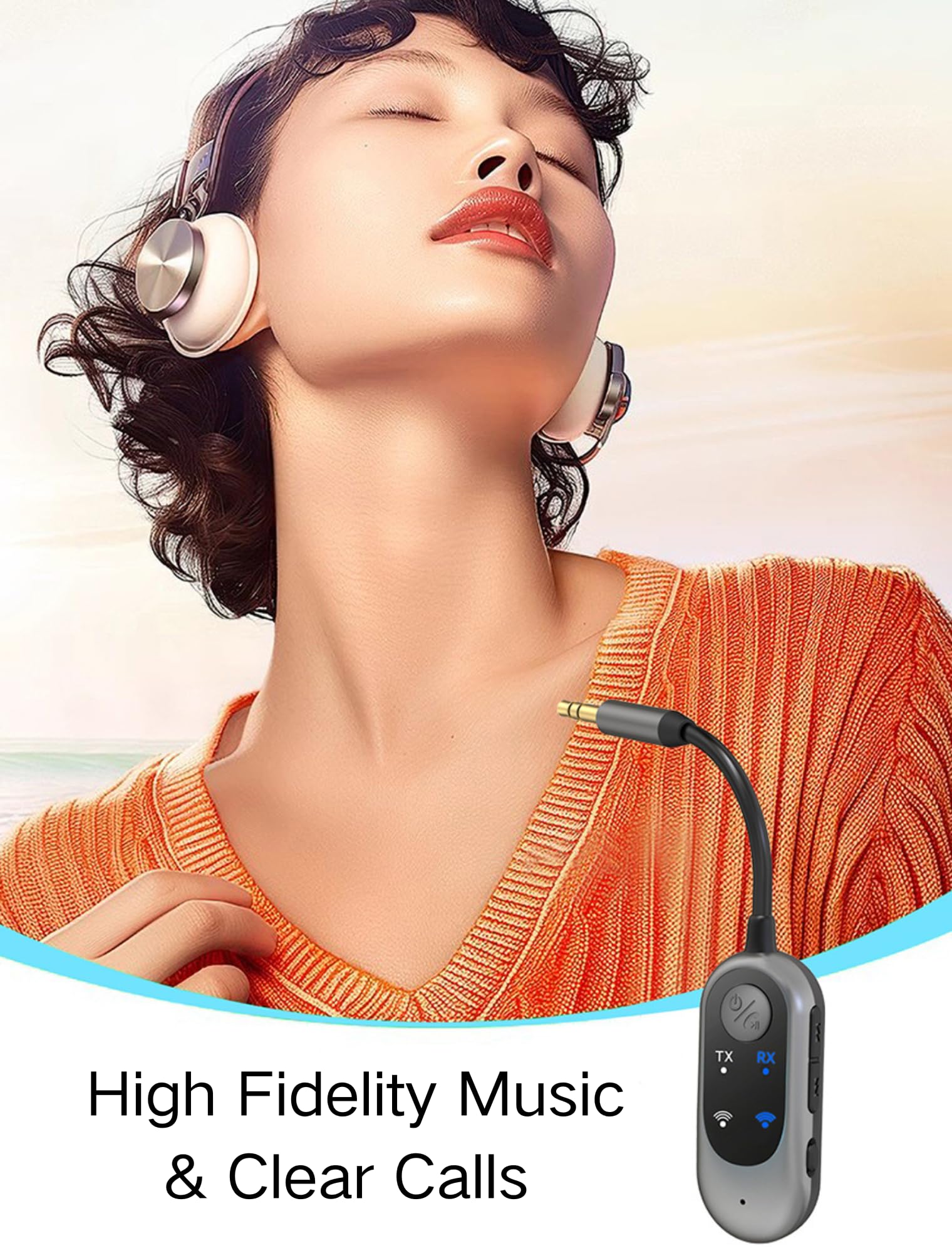 Adapter Bluetooth 5.3, 2-in-1 odbiornik Bluetooth Jack 3.5 AUX odbiornik Bluetooth Appel Enceinte Casque Filaire