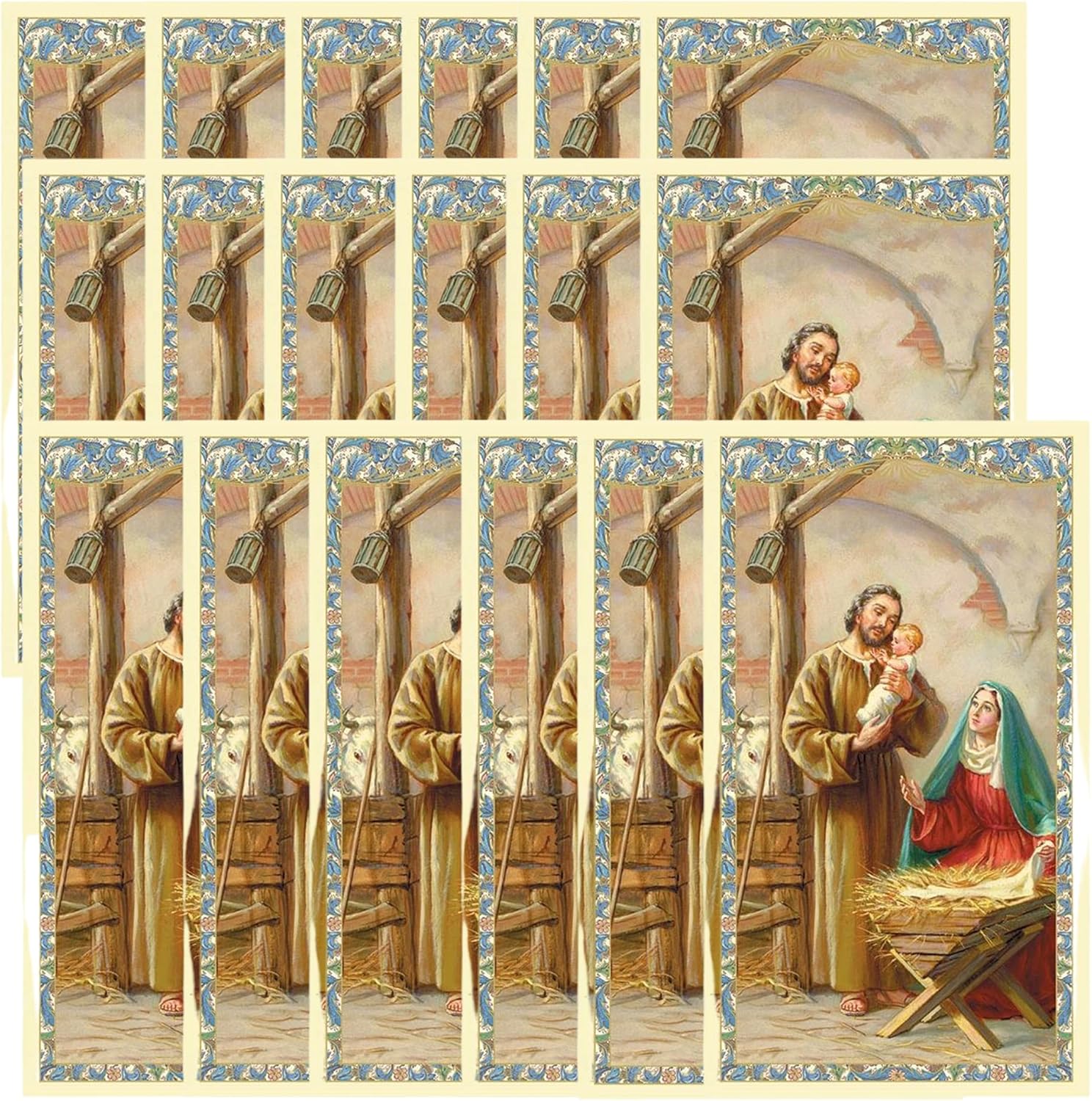 Needzo Bulk Nativity Christmas Prayer Card, Religious Holiday Catholic Blessing Cards with Holy Family, 100 Pack, 4.125 Inches