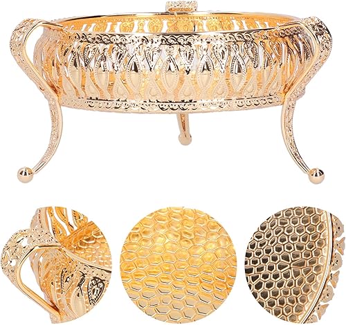 Miniatura 6 de Bandeja de frutas doradas de 6.6 x 6.6 x 4 pulgadas, material de aleación de zinc, platos redondos de almacenamiento de aperitivos, postres y