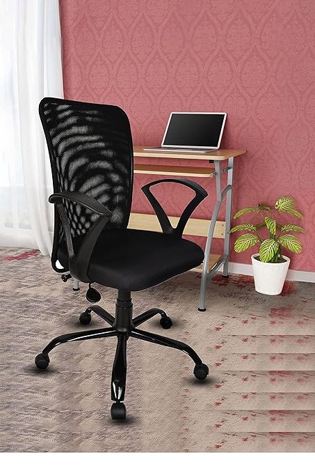 E Trend Furniture? - Office Chair | Computer Chair | Revolving Chair | Study Chair for Work from Home with Breathable mesh Adjustable Height and Fixed armrest (Black)
