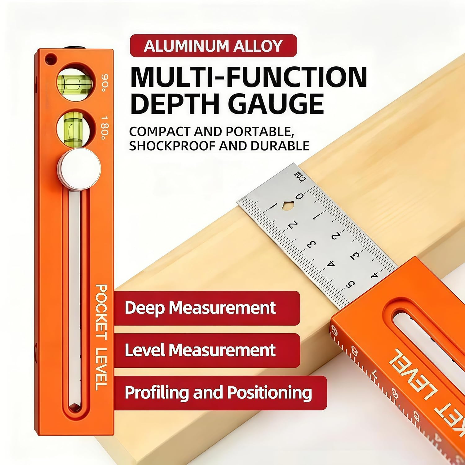 Multifunctional Marking Level Ruler, Adjustable Positioning Marking Protractor Tool, Multifunctional Depth Measuring Ruler with Angle Mark 90°-180°, Craftsman Angle Measure Tool (1PCS)
