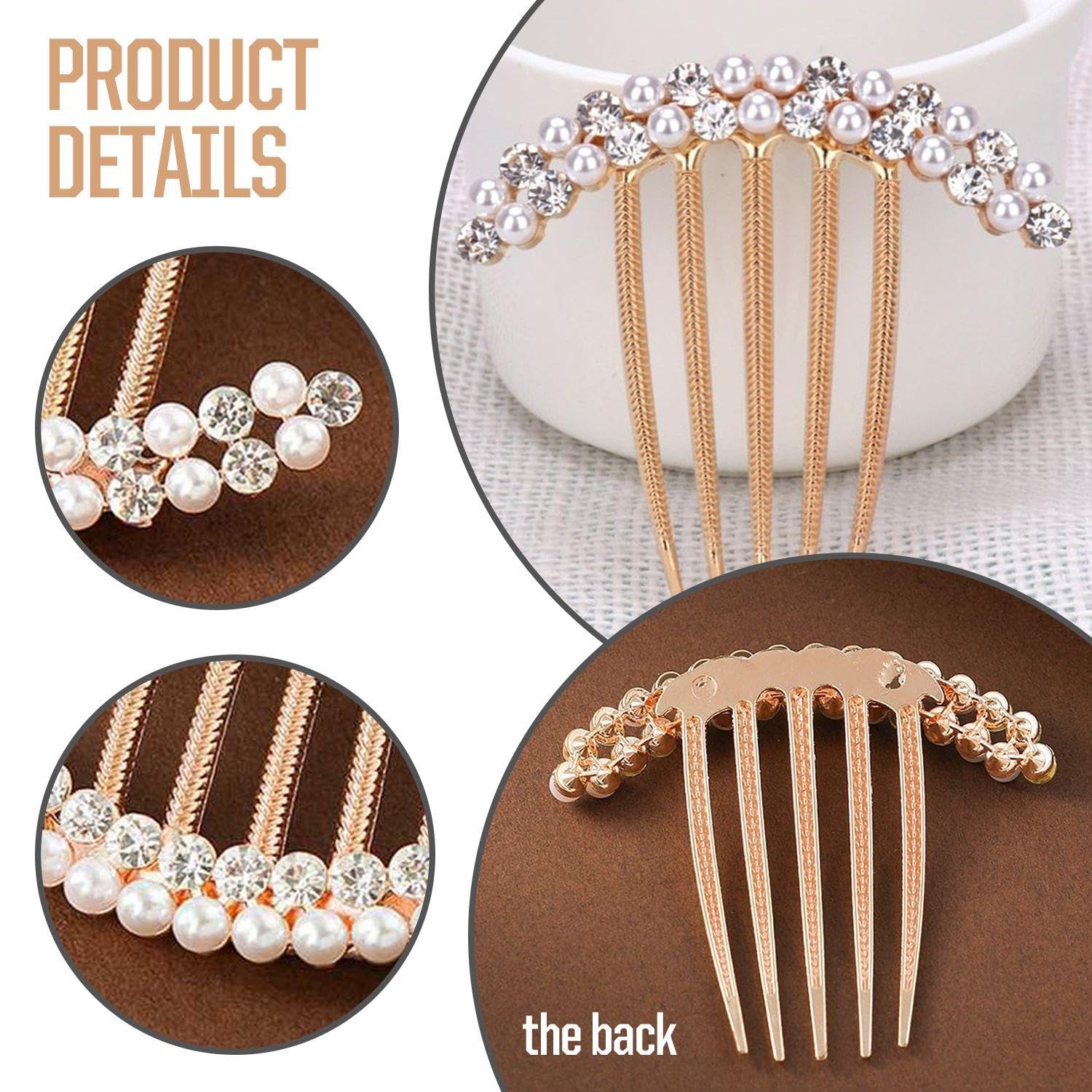 4 Pieces Of Pearl Rhinestone Hair Fork, Ele Hair Accessories, Hairstyle Decorations, Women'S Accessories - Image 3