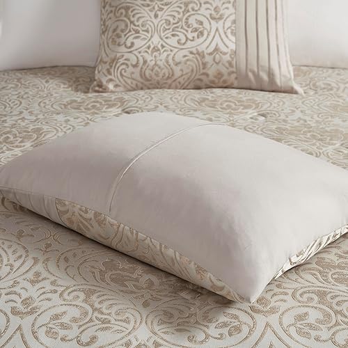 Miniatura 9 de Madison Park Emilia Bed in a Bag - Juego de edredón con sábanas, diseño de damasco jacquard metálico dorado, tradicional, ropa de cama para todas