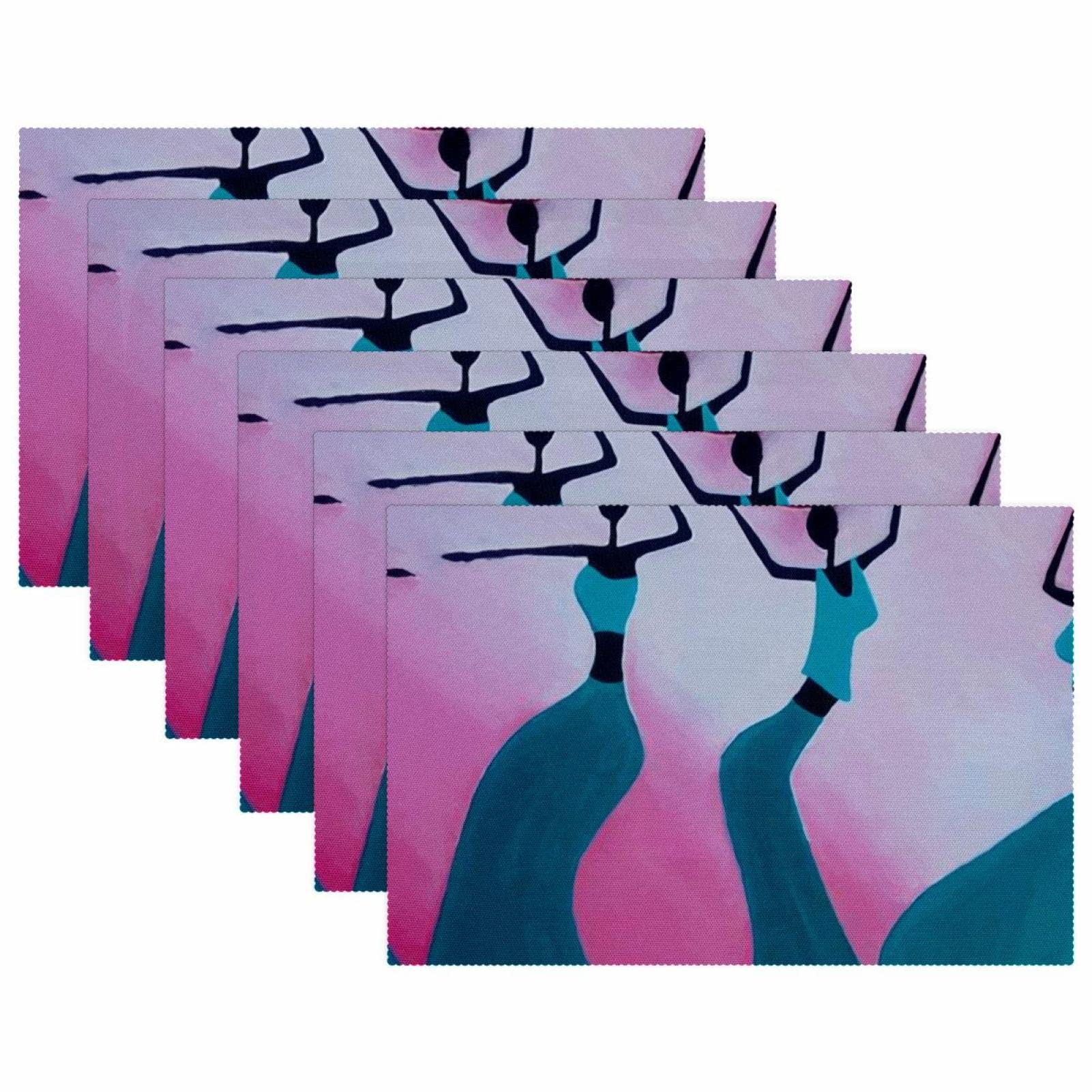 Tovagliette Americane Donna Africana: Set Da 4, In Cotone E Lino, 30x45 Cm, Impermeabili E Antiolio, Lavabili In Lavatrice