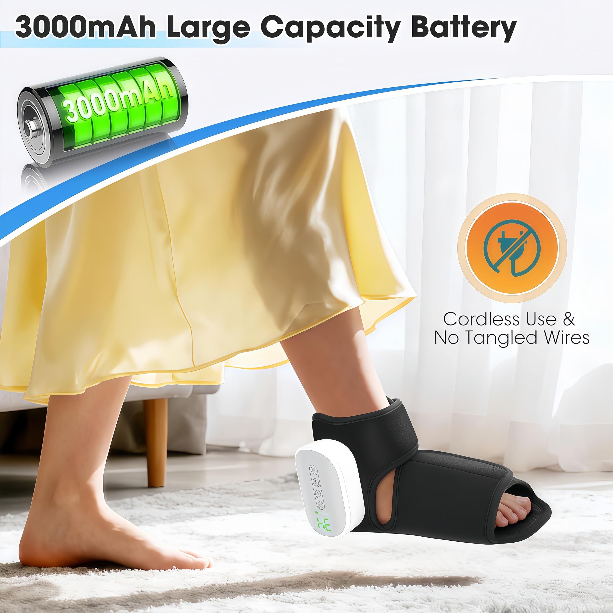 Lindara 4-in-1 Fußmassagegerät -Lentiva Kabelloses Massagegerät mit Wärme, Drucktherapie, Luftkompression & Vibration für Ferse, Knöchel, Fußsohle & Fußrücken - Tragbar und entspannend