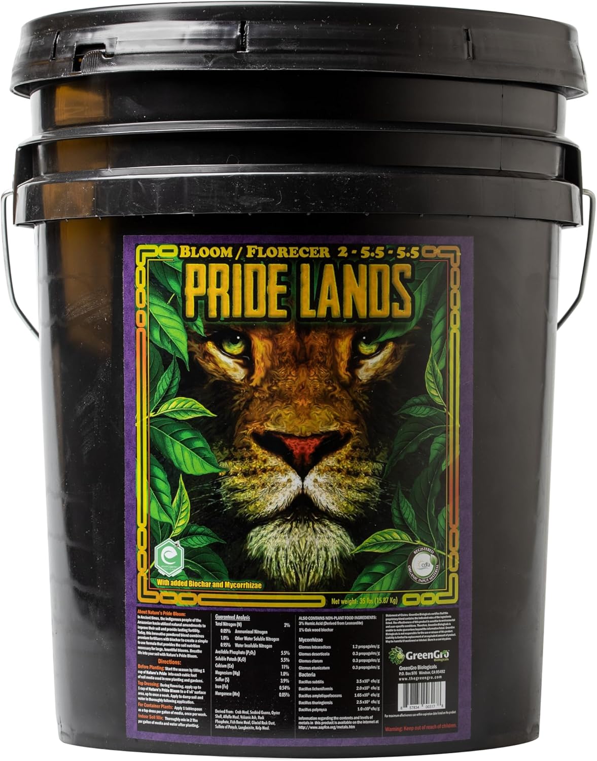 Pride Lands Premium Organic Bloom Fertilizer with NO Fillers, Bigger Buds and Flowers, Brighter Plants with Our Complete Bloom Nutrients, Recharge Soil and Boost Growth with Optimal Blend of NPK, 35 lb