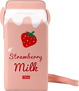 QiMing Cow appearance Milk Box CrossBody Purse Bag,PU Phone Shoulder Wallet for Women Girl