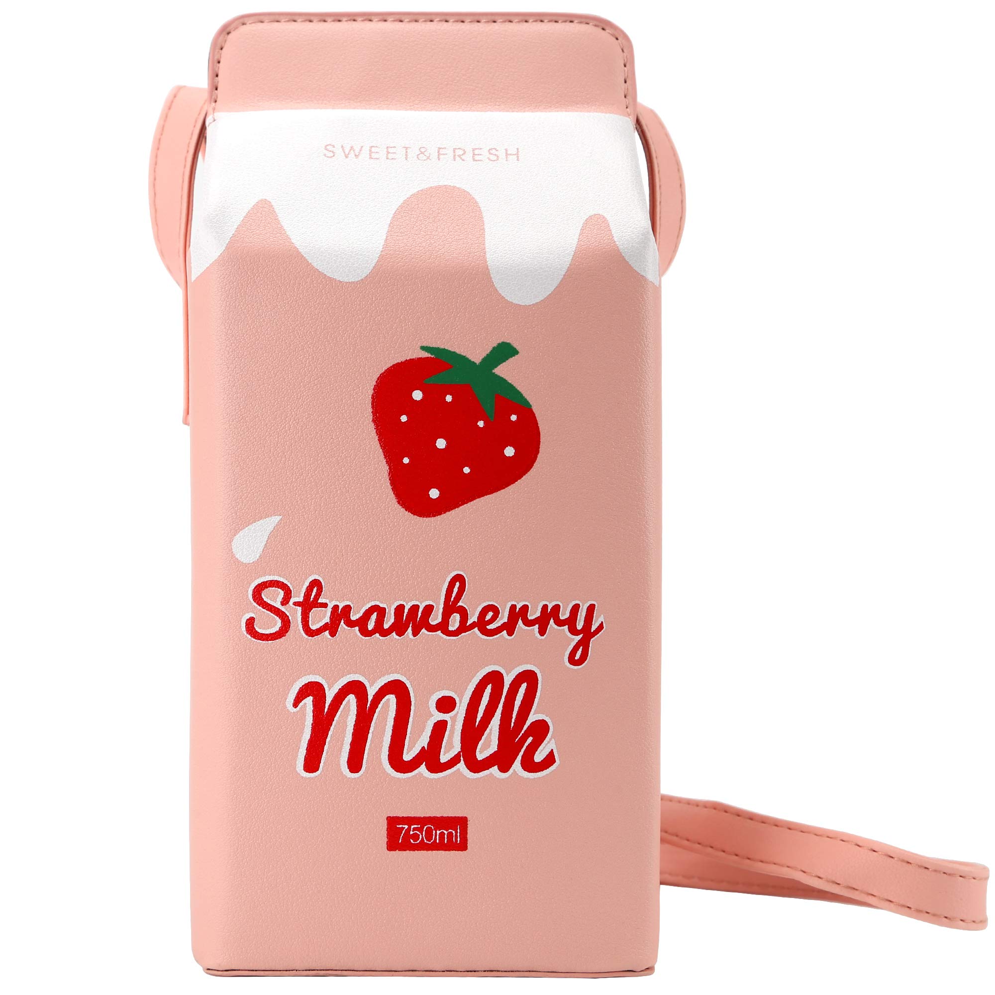 QiMing Cow appearance Milk Box CrossBody Purse Bag,PU Phone Shoulder Wallet for Women Girl