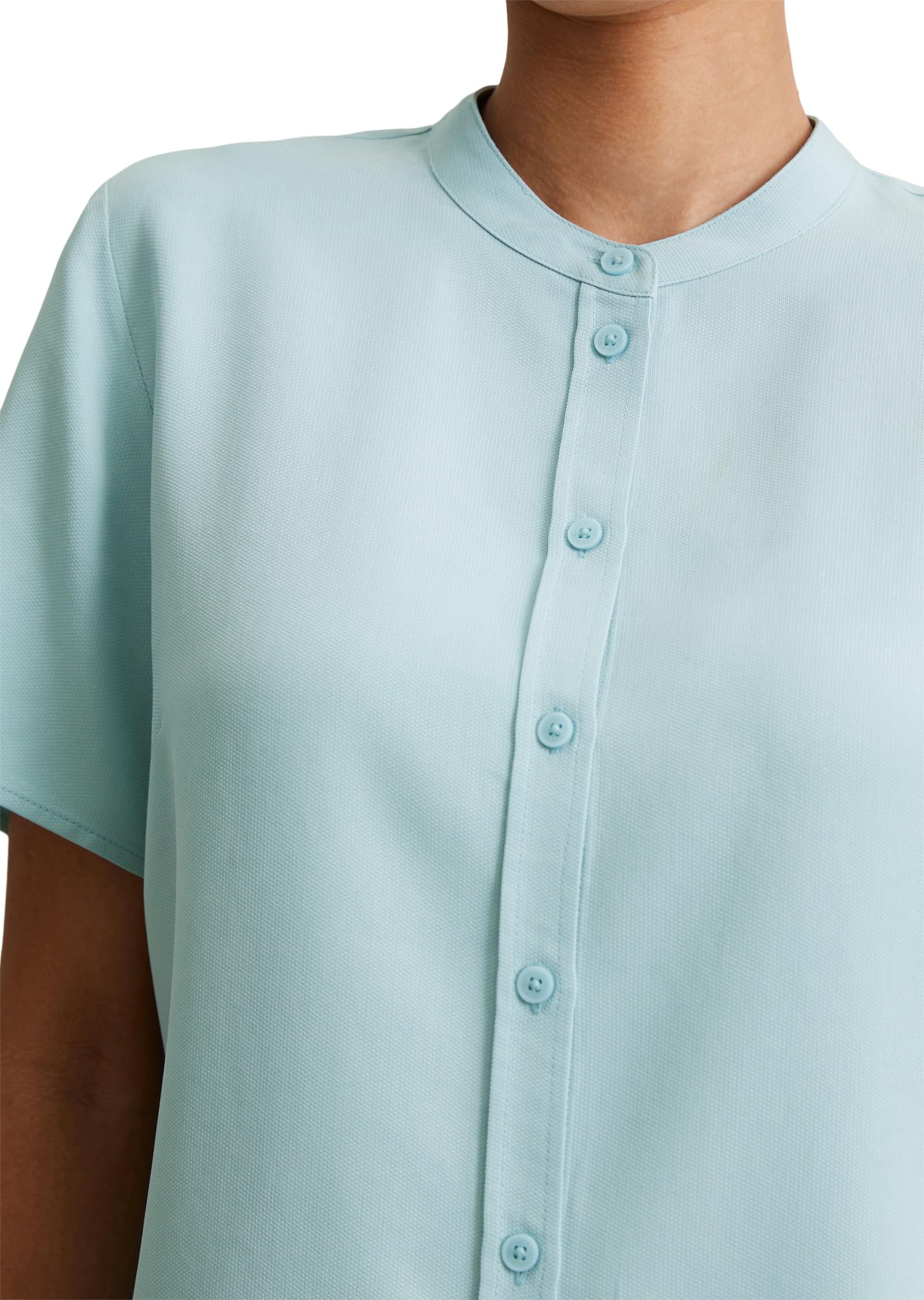 Marc OߴPolo Denim Donna Camicia a maniche corte con colletto alla coreana regular fit, Blu (Blue Fog), XL