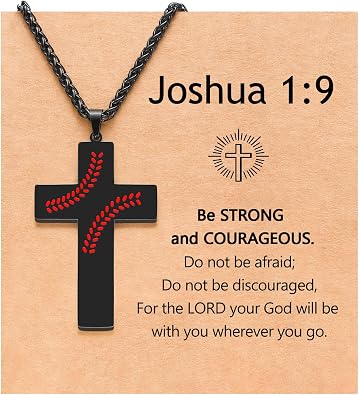 PINKDODO Baseball Cross Necklace for Boys Men Christmas Valentines Easter Gifts for Son Grandson Nephew