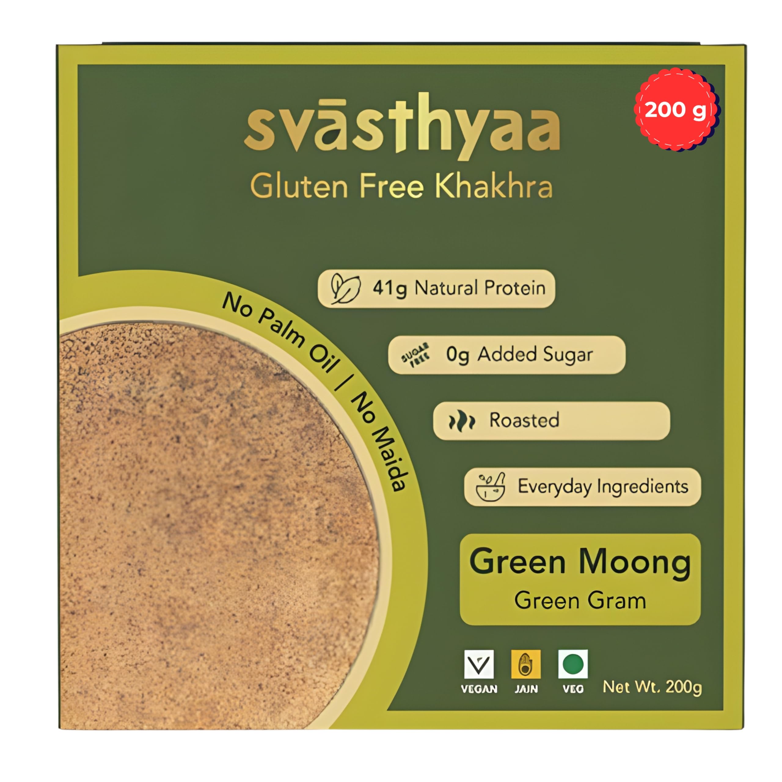 Svasthyaa Green Moong Dal Khakhra | Gluten Free Roasted Khakra Snack | No Palm Oil, No Maida | Healthy Light Diet Snack for Weight Loss | 200g-image-35