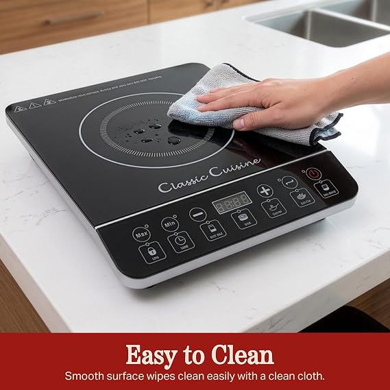 Classic Cuisine Induction Cooktop, Black, 14 x 11.4 x 2.5