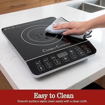 Classic Cuisine Induction Cooktop, Black, 14 x 11.4 x 2.5
