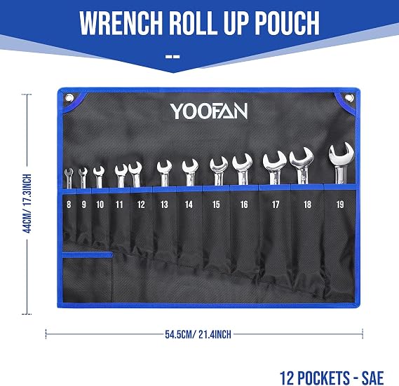 Wrench Roll Up Pouch Wrench Organizer, Wrench Bag with Handle, Wrench Holder for Hanging