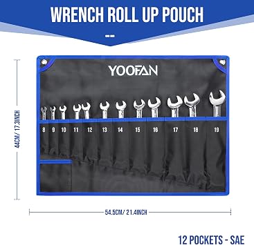 Wrench Roll Up Pouch Wrench Organizer, Wrench Bag with Handle, Wrench Holder for Hanging