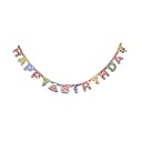 Juzfun Happy Birthday Letter Banner Multicolour Party Props Printed Decorative Wall Hanging Glossy Paper Material gallery image